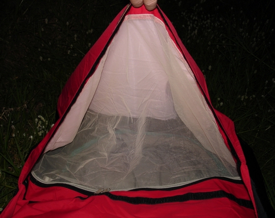 Dark mosquito netting - easy to see out of and 20" is enough to pull over your head to keep cool and look at the stars.