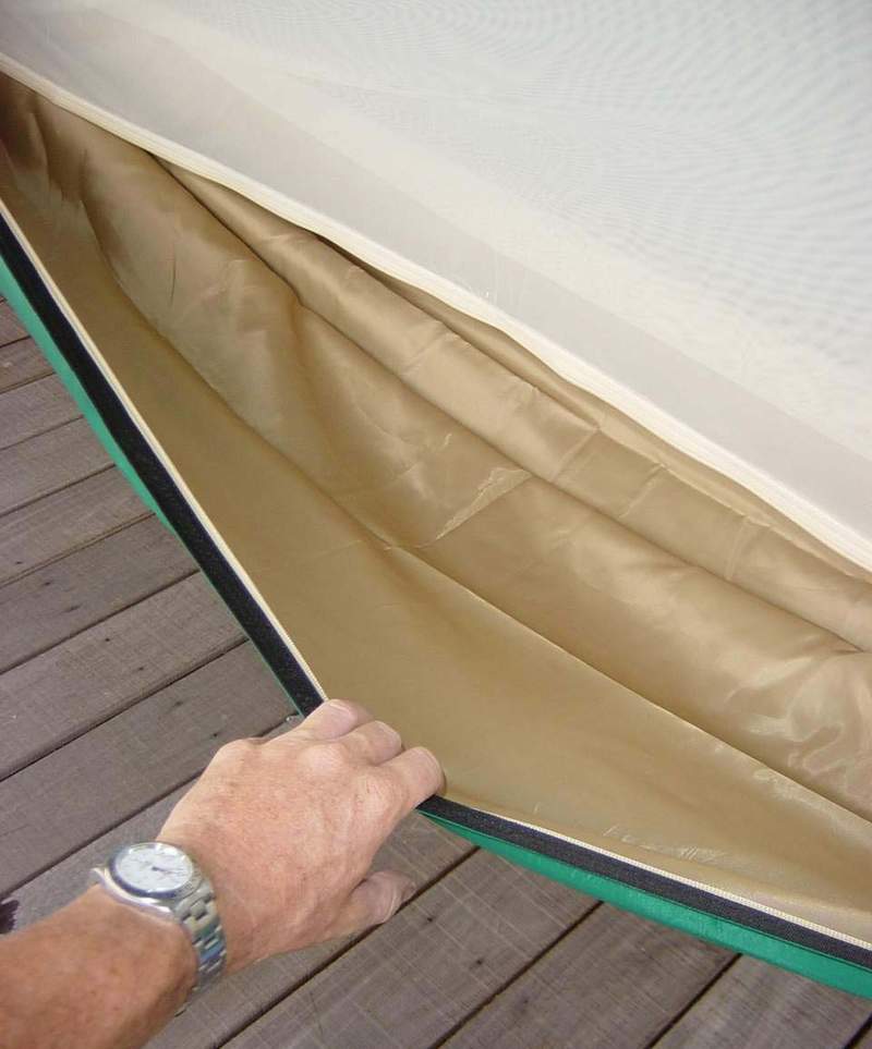 Tan inside lining allows for added strength and comfort while sleeping (click to enlarge).